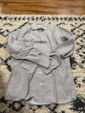 Eton Men's Gray Micro-Check Dress Shirt